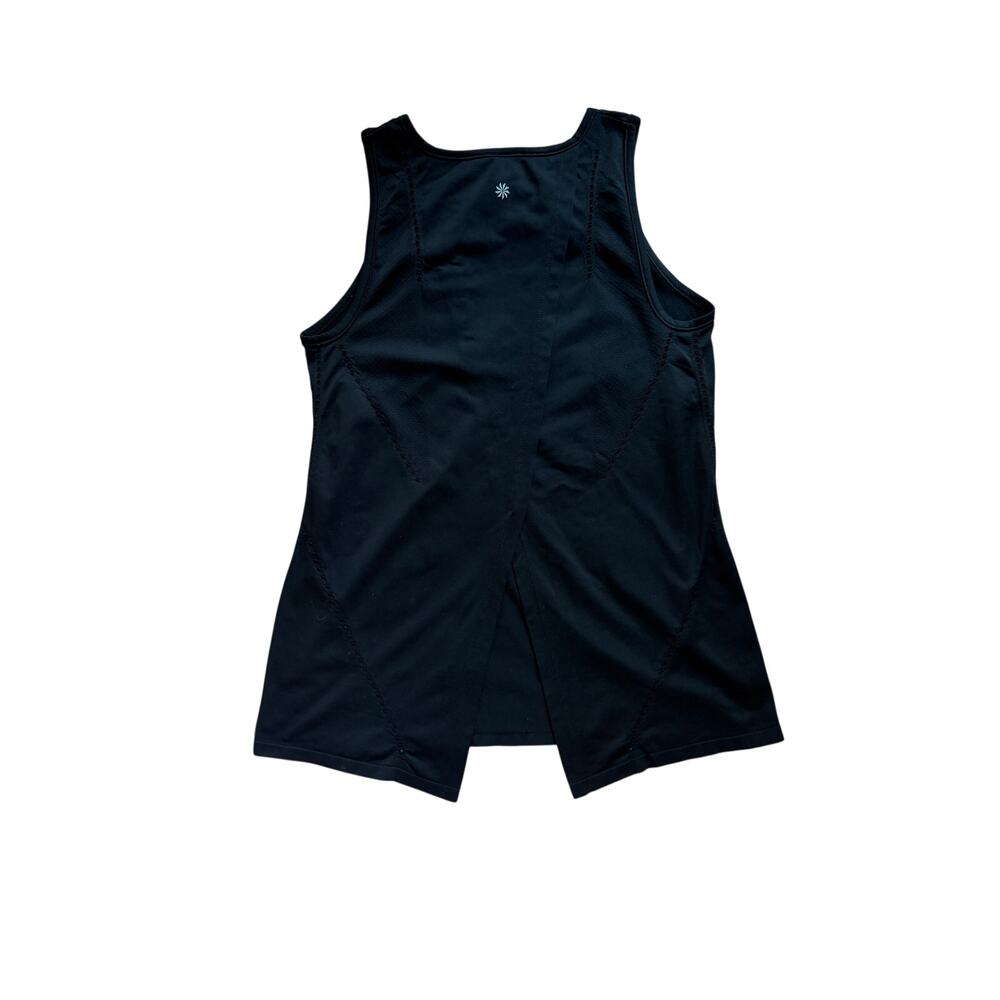 Athleta Black Tie Back Tank Top Small Nylon Athletic Yoga Workout Sleeveless